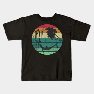 Fiji Vacation Retro Vintage Sunset Souvenir Kids T-Shirt